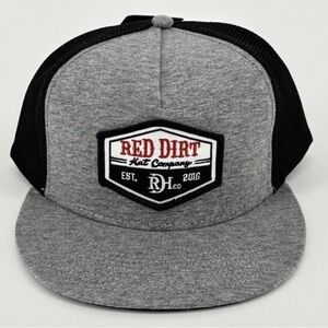 NWT Red Dirt Hat Co Black & Heather Gray Diamond Sign 5 Panel SnapBack Trucker